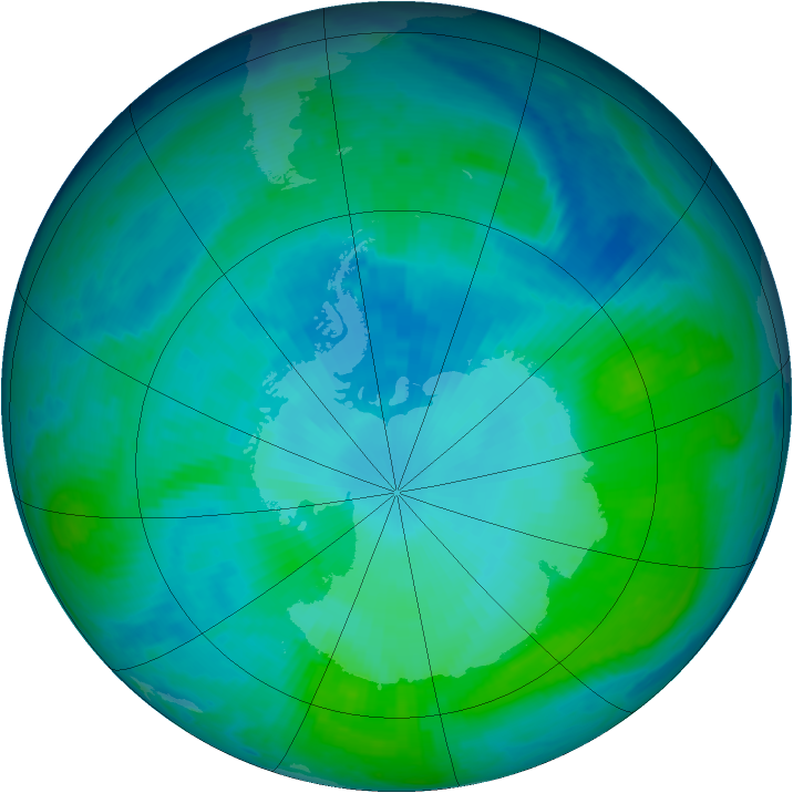 Antarctic ozone map for 23 January 1998